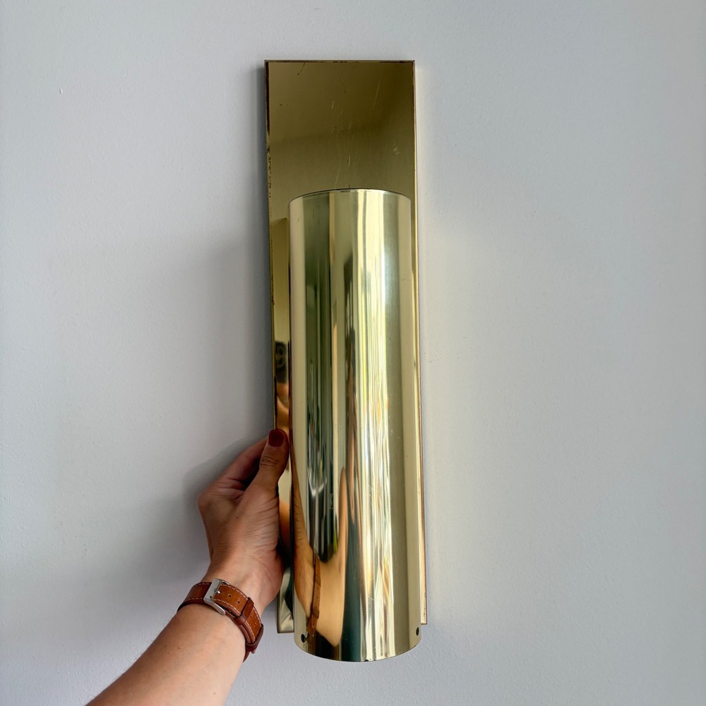 Vintage Brass Wall Pocket Planter Mid Century Modern Gold Mail Holder 18 inch